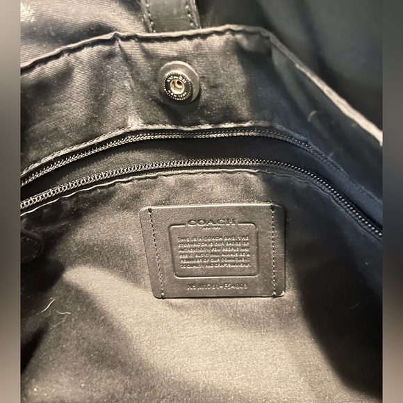 COACH PERRY LEATHER CANVAS ZIP TOP BRIEF MESSENGER Charcoal/Black Men EUC - Picture 6 of 6